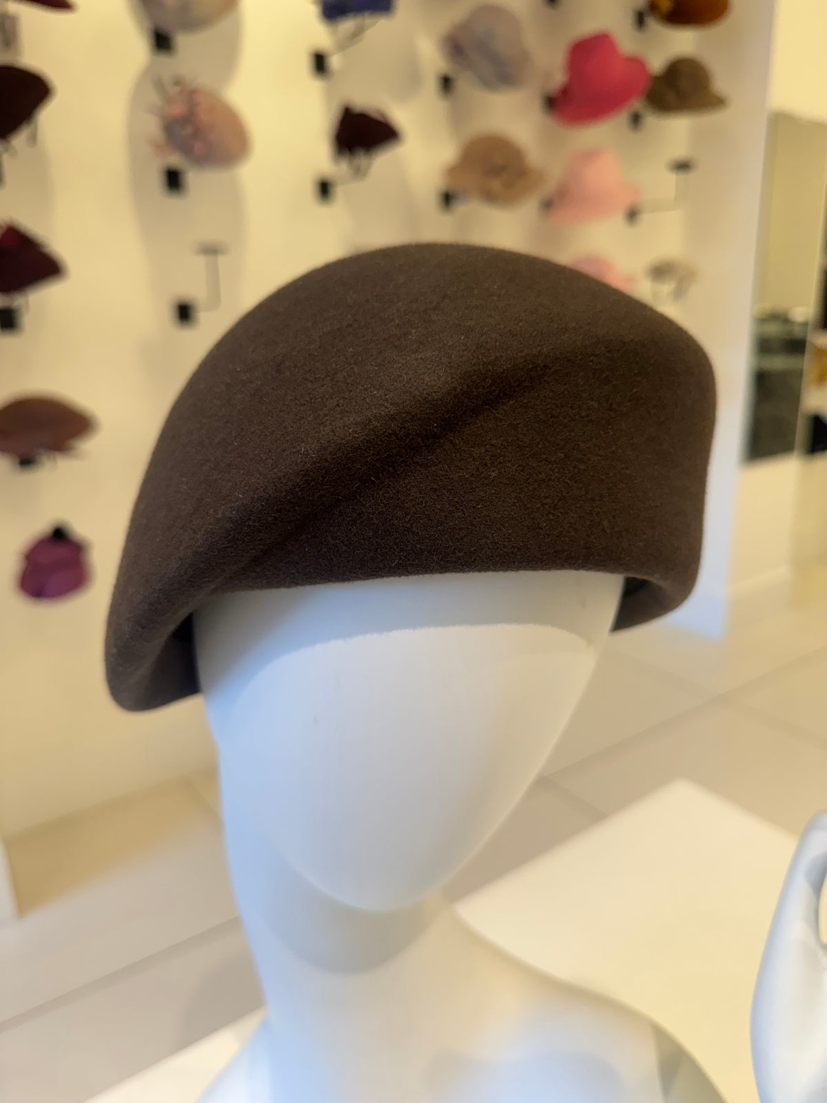 Brown Oversized Wool Beret | SoleneBoutique display picture 2