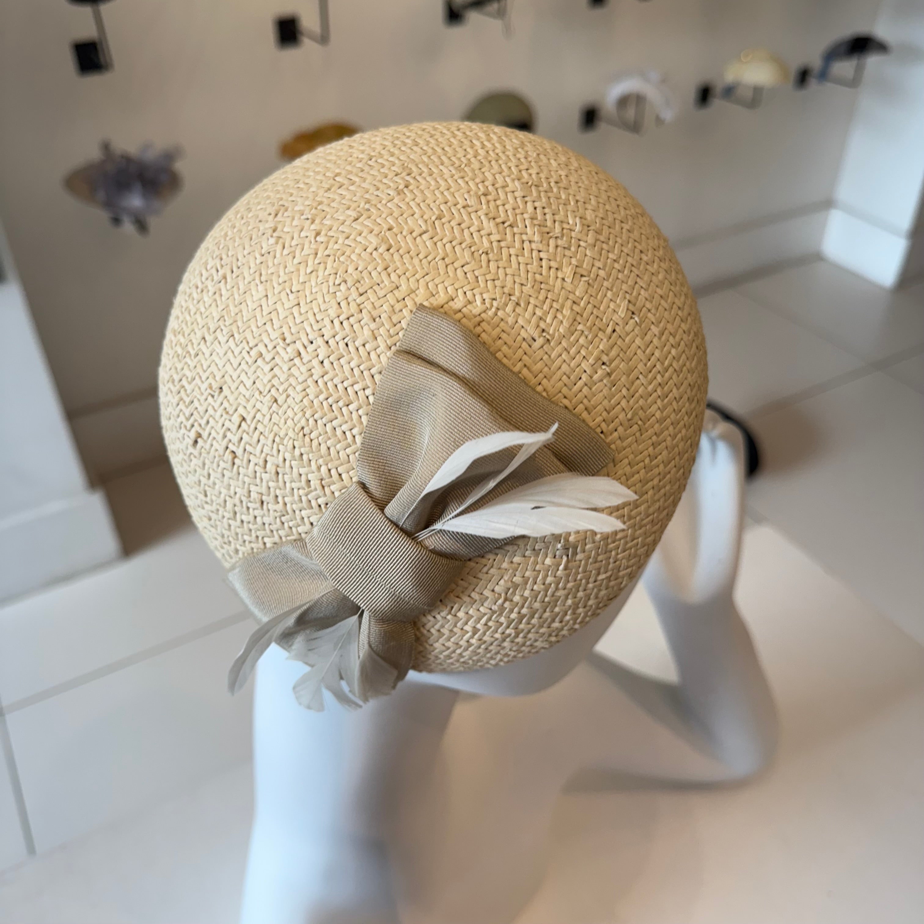 Panama Fascinator with Grosgrain Trim