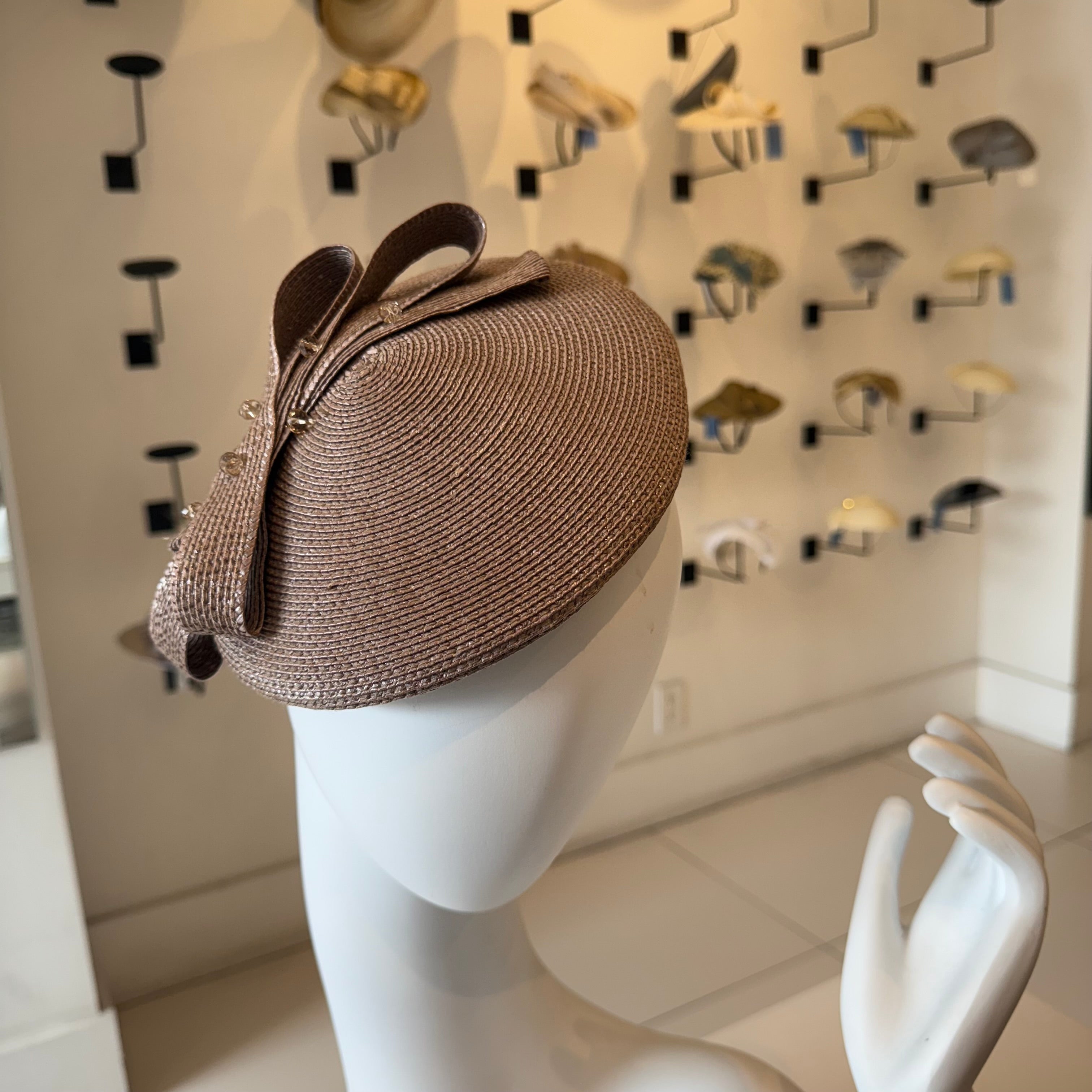 Taupe Starbright Fascinator with Bow