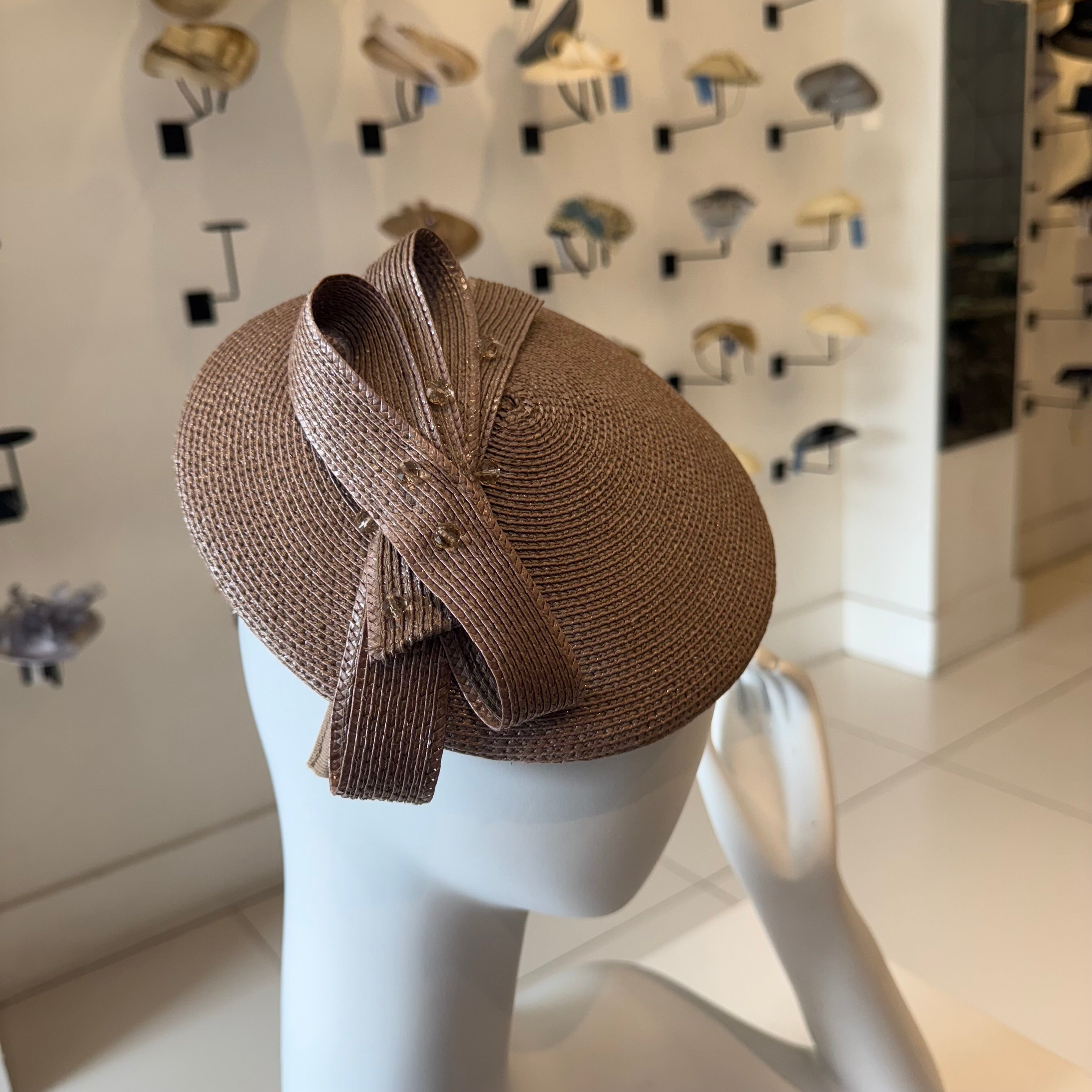 Taupe Starbright Fascinator with Bow