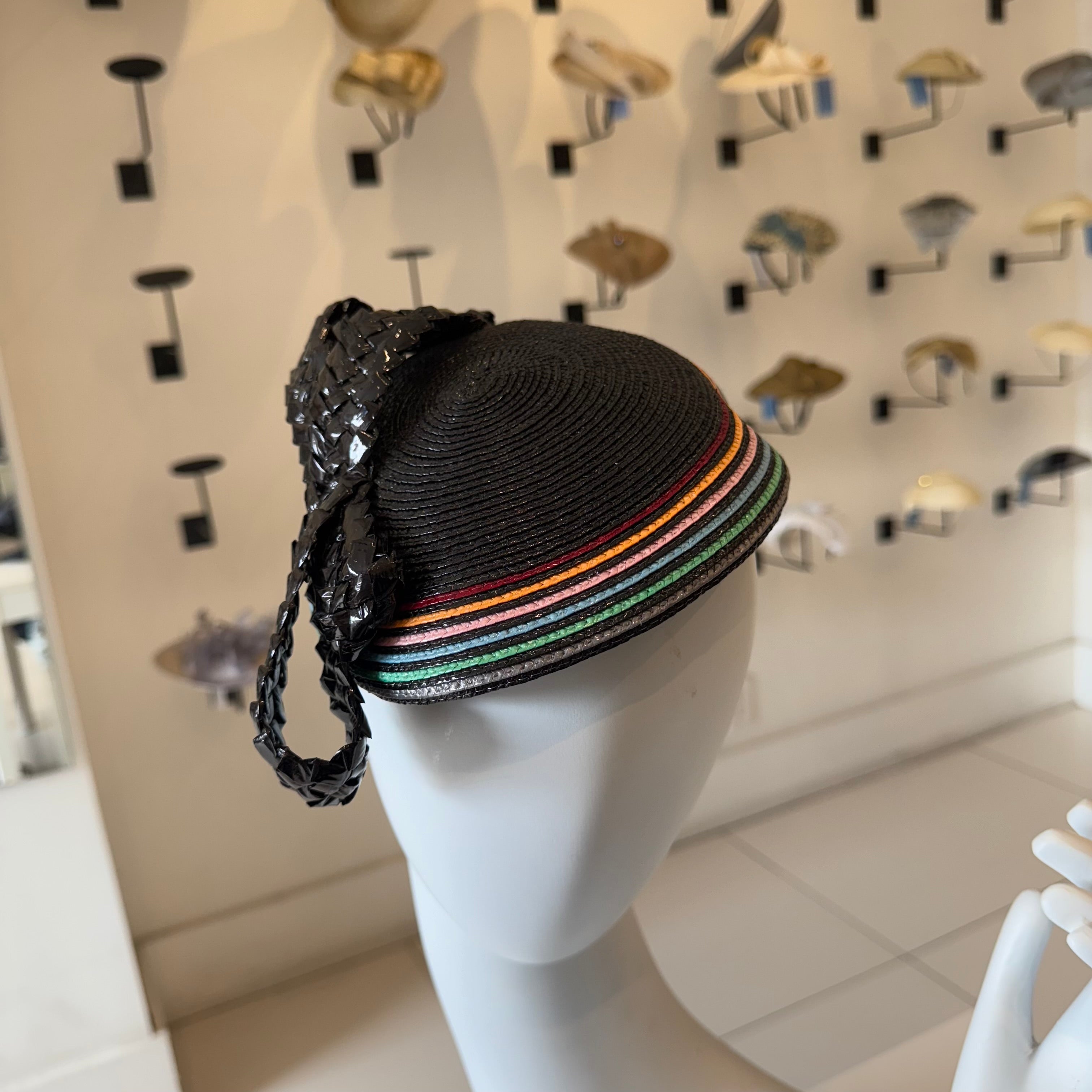 Black & Rainbow Striped Starbright Fascinator
