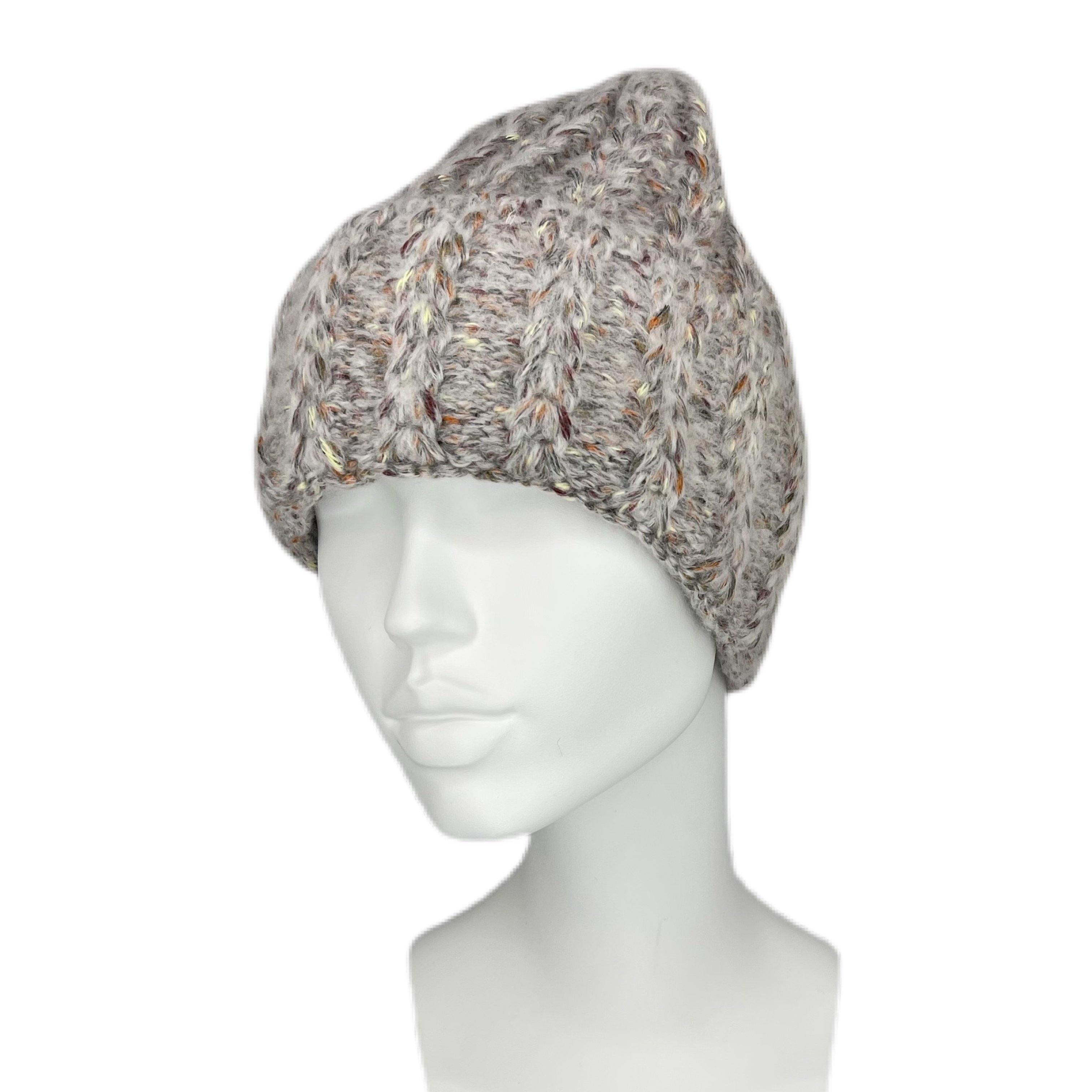 Solene Mélange Cuff Beanie - Light Grey Mélange - SoleneBoutique