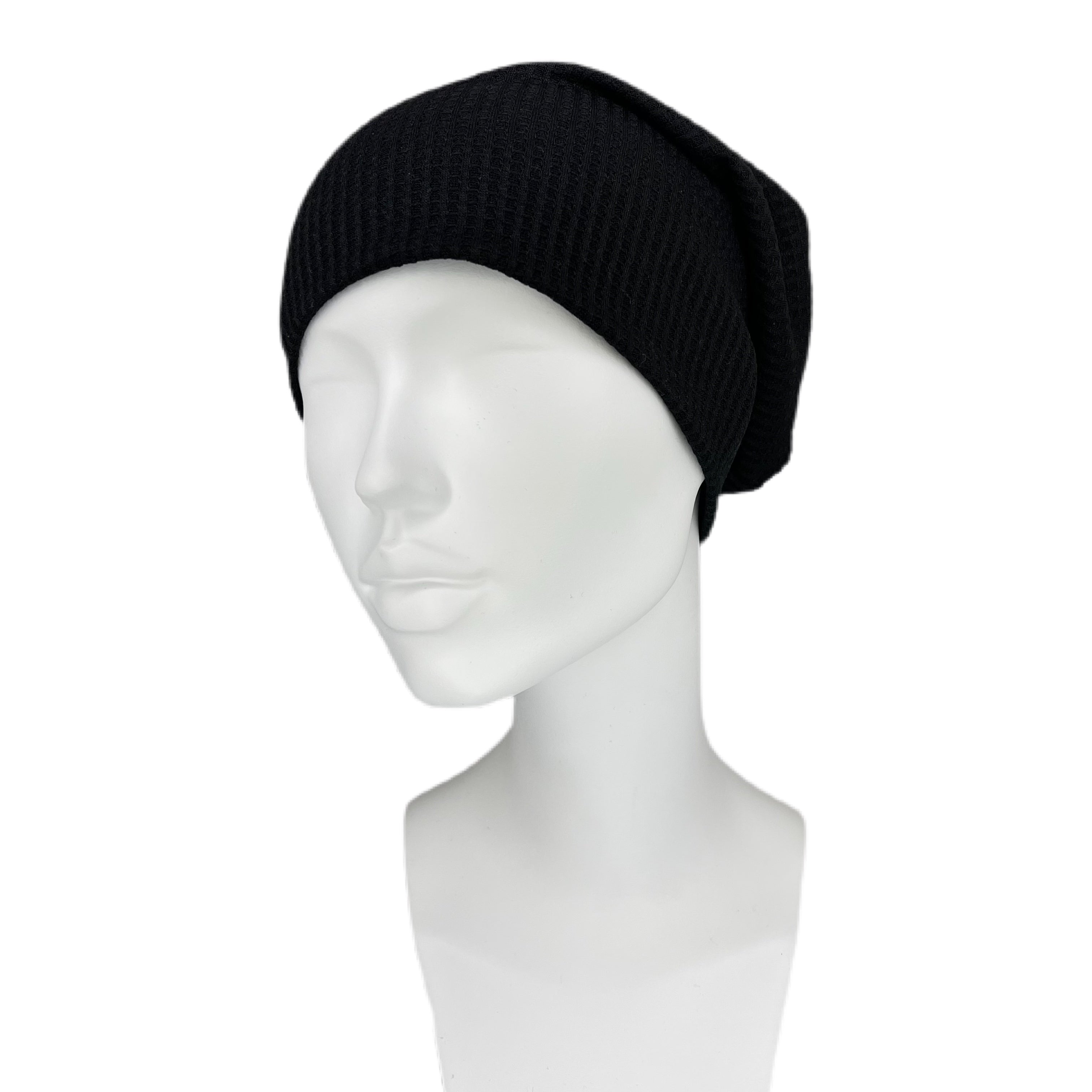Aria Lightweight Waffle Beanie - Black
