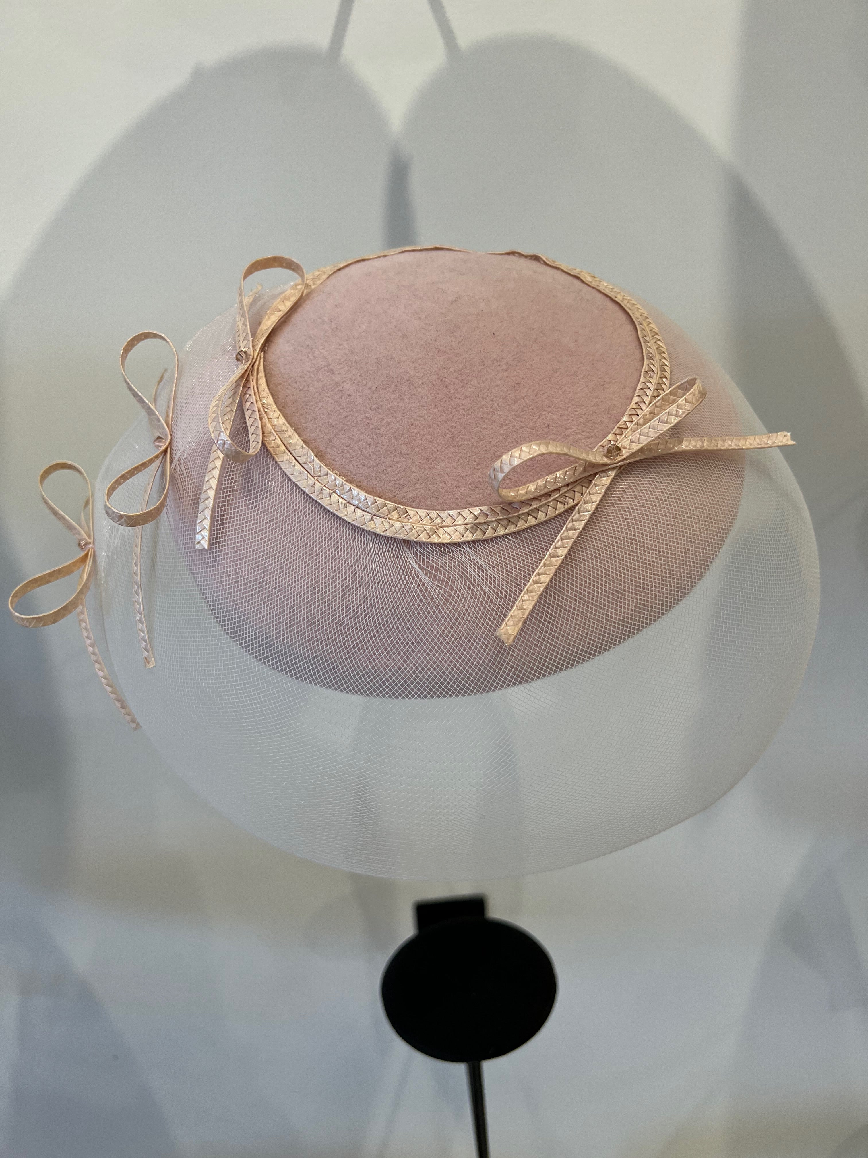 Blush Fascinator w/ Swiss Horsehair Veiling