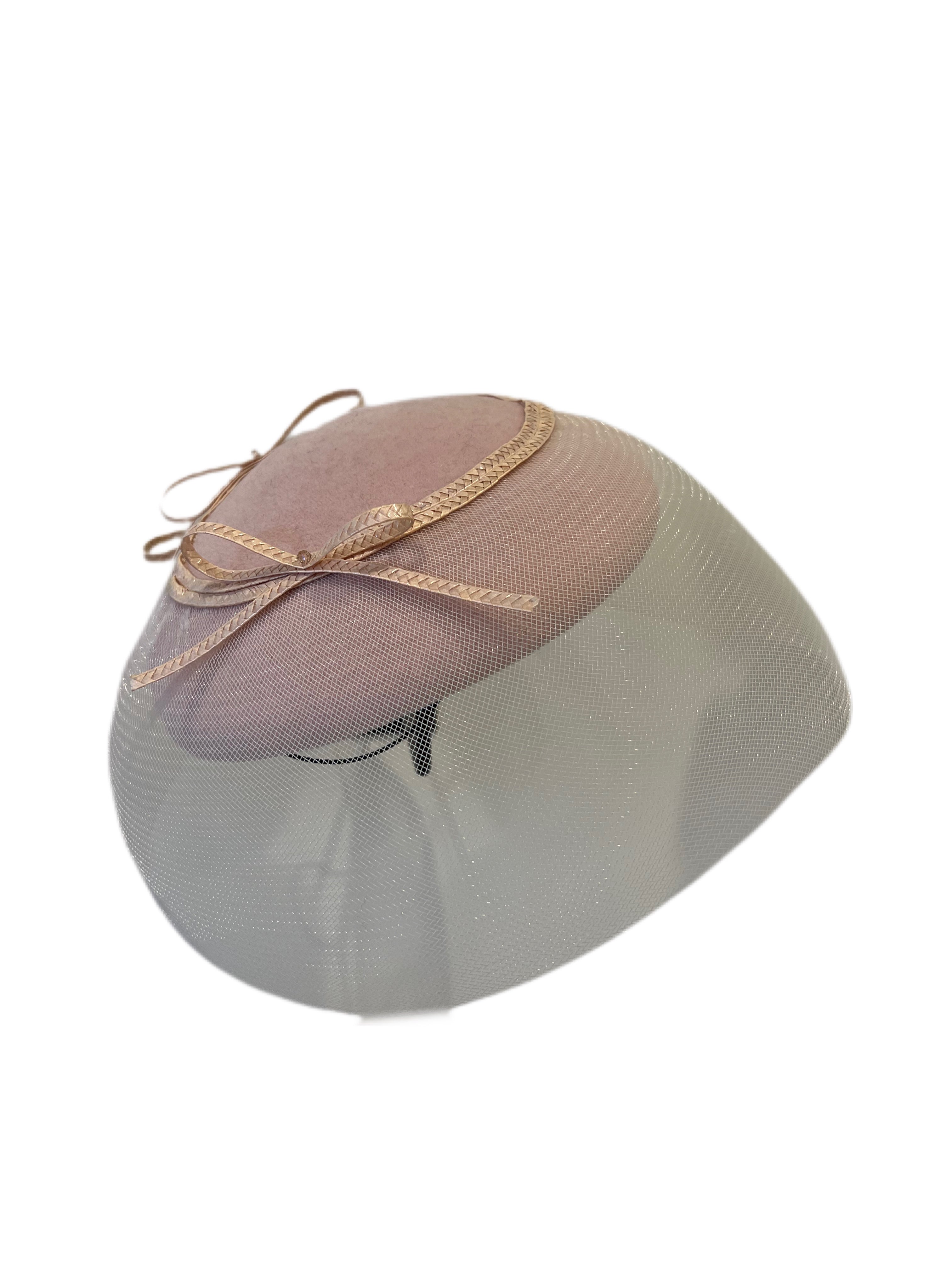 Blush Fascinator w/ Swiss Horsehair Veiling
