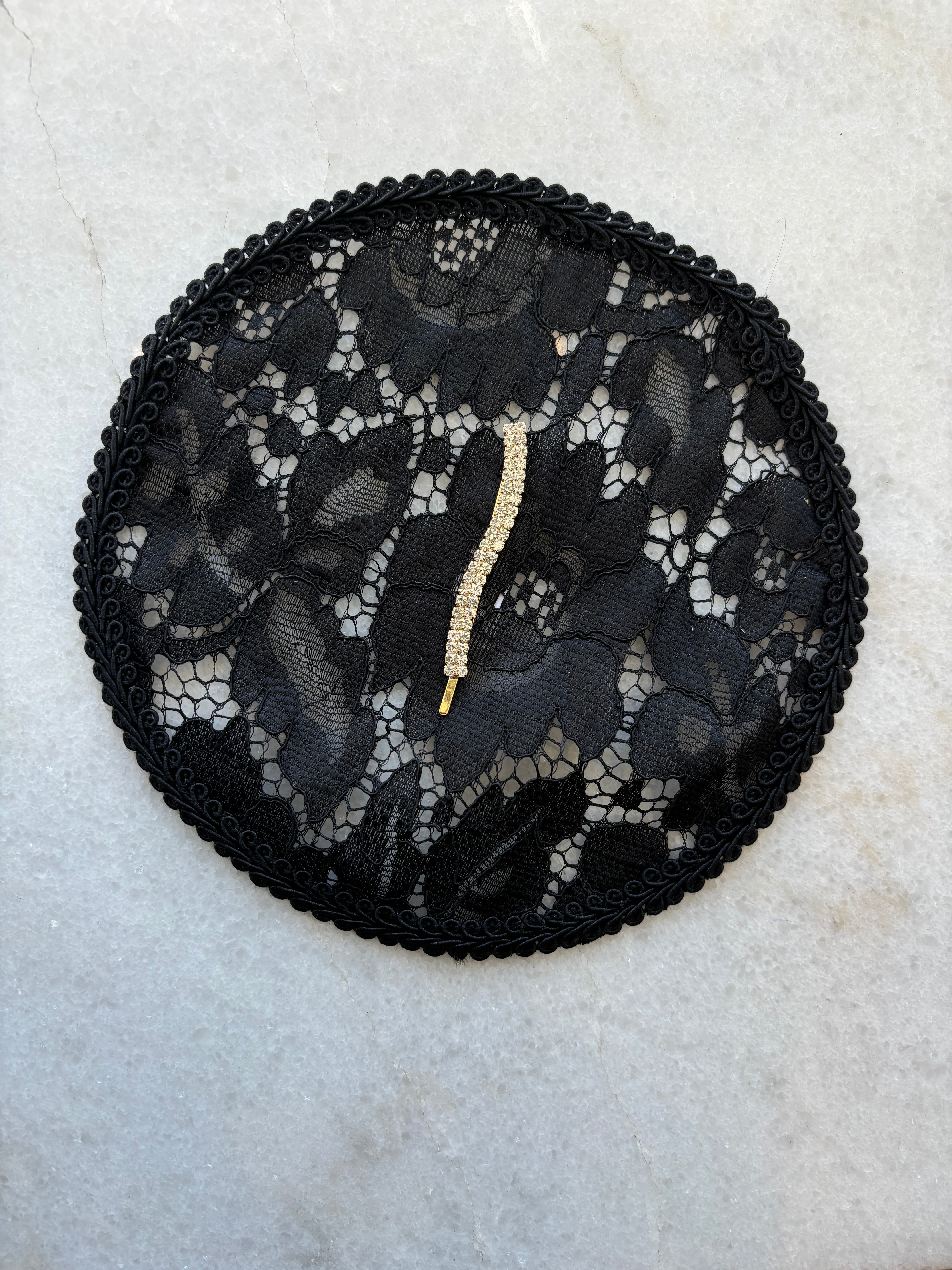 Black Floral Lace Doily