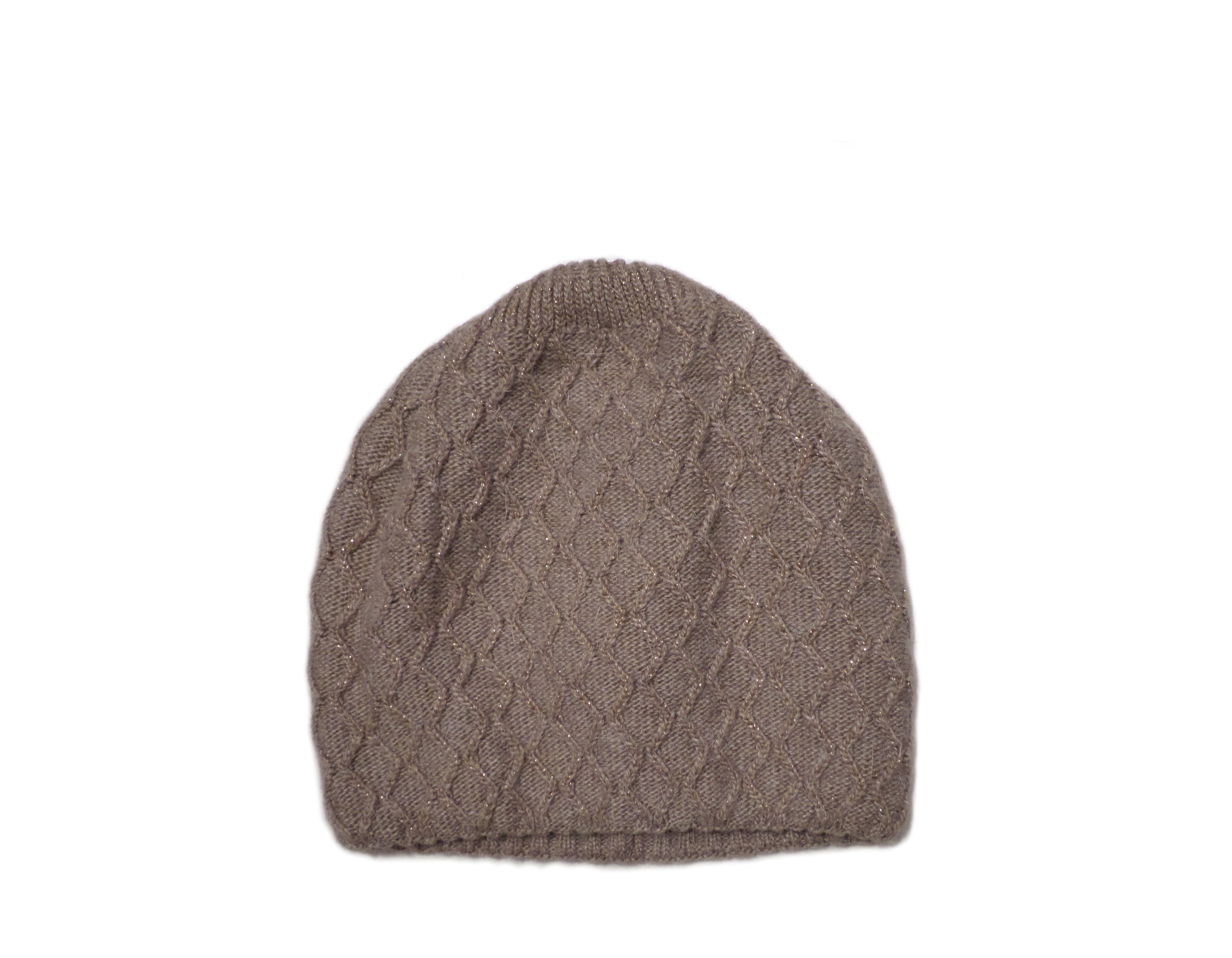 Taupe Knitted Beanie (with silver sparkles)