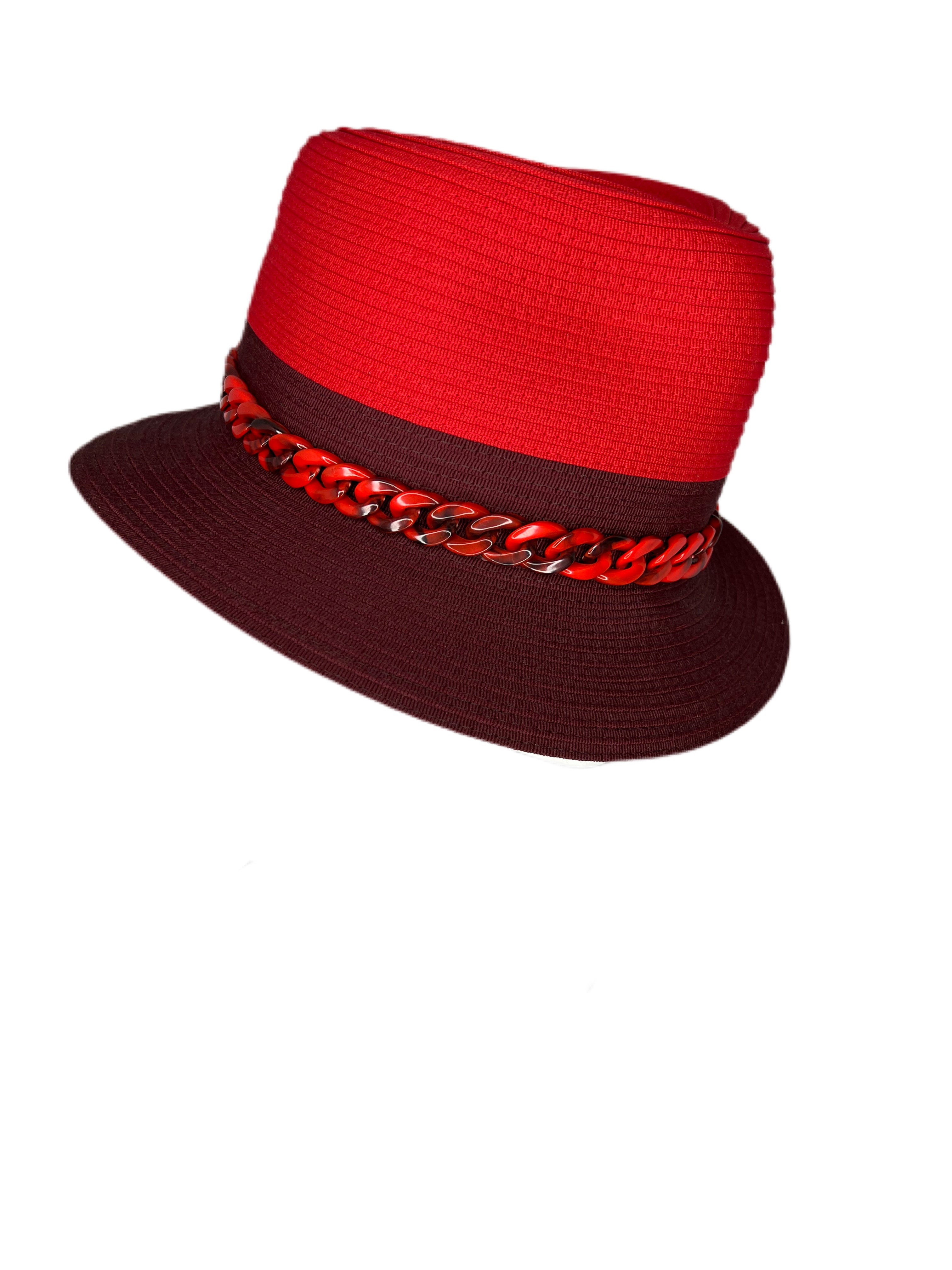 Burgundy & Red Grosgrain Fedora